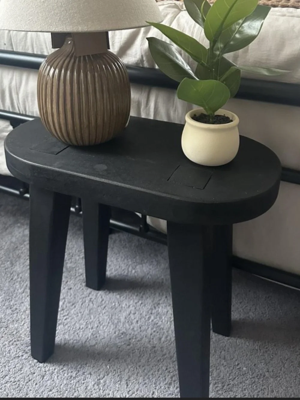 Woodland Short Carved Wood Table Black - Threshold